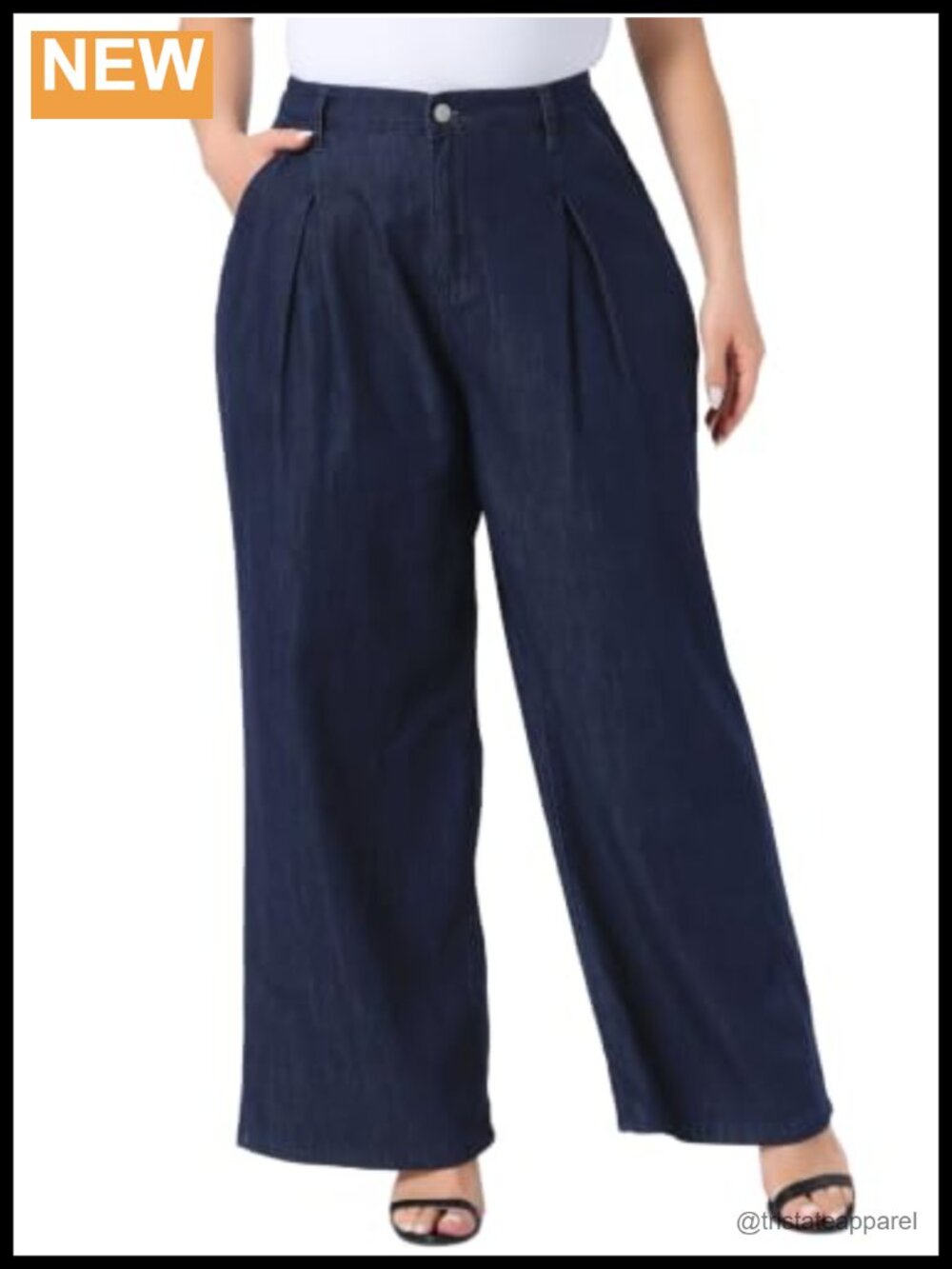 Plus Size Wide Leg Jeans High Waisted Loose Stretchy Denim Trousers